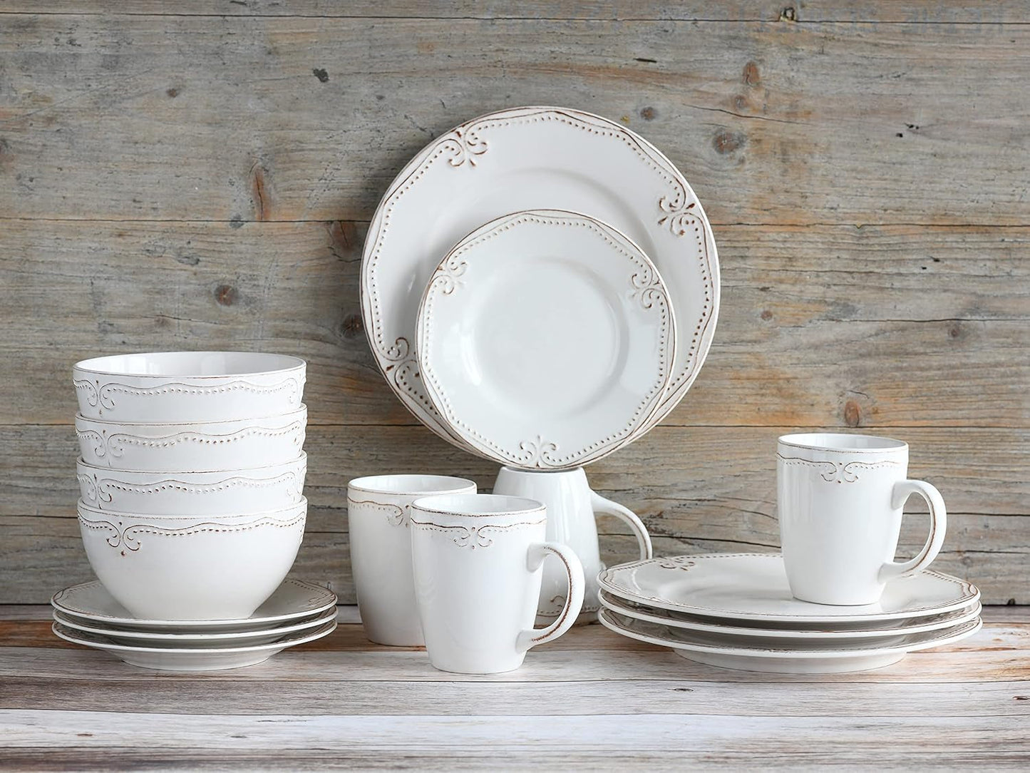 CreaTable, 23601, Romantic Vintage Series, 16dílná sada nádobí pro 4, Porcelánová kombinovaná služba, Vhodné do myčky a mikrovlnné trouby, Kvalitní výroba