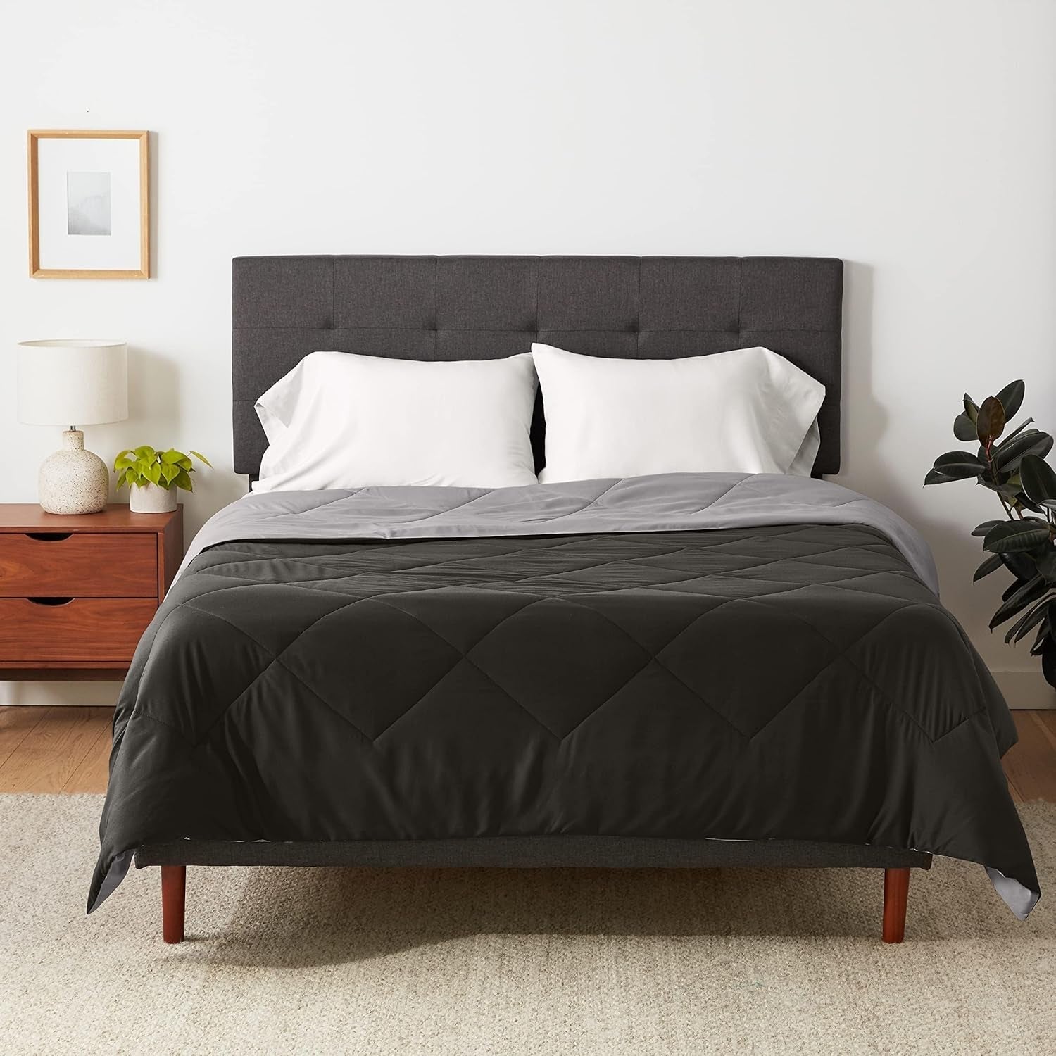 Amazon Basics povlak na přikrývku z mikrovlákna, lze použít oboustranně, 220 X 240 Cm, šedá / černá Přikrývky a přikrývky Naty Shop Šedo/černá 220 X 240 Cm