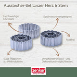 Zenker Ausstecher-Set Linzer Herz und Stern aus Edelstahl – Perfekt für Weihnachtskekse, 3-teilig, inkl. Geschenkverpackung, spülmaschinengeeignet und rustfrei – Obchod s vánočními cukrovinkami