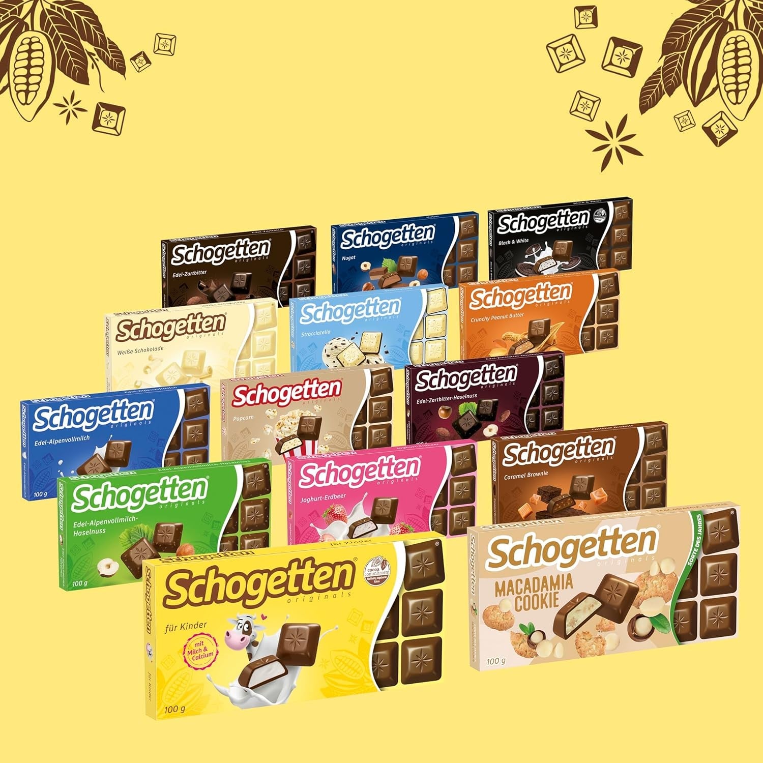 Schogetten pro děti, čokoládová tyčinka 100g, mléčná čokoláda s krémovou mléčnou náplní, vhodně porcovaná. Delikatesa. Kousek po kousku.