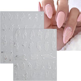 JMEOWIO Nálepka na nehty Marmor Linie 9 Blatt Nálepka na nehty Selbstklebend Nagelaufkleber Stříbrná bunt Dekoration Nageldesign Zubehör