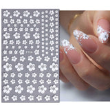 JMEOWIO Nálepka na nehty Frühling Weiße Blume 9 Blatt Nálepka na nehty Selbtklebend Nagelaufkleber Letní Blumen Dekorace Nageldesign Zubehör