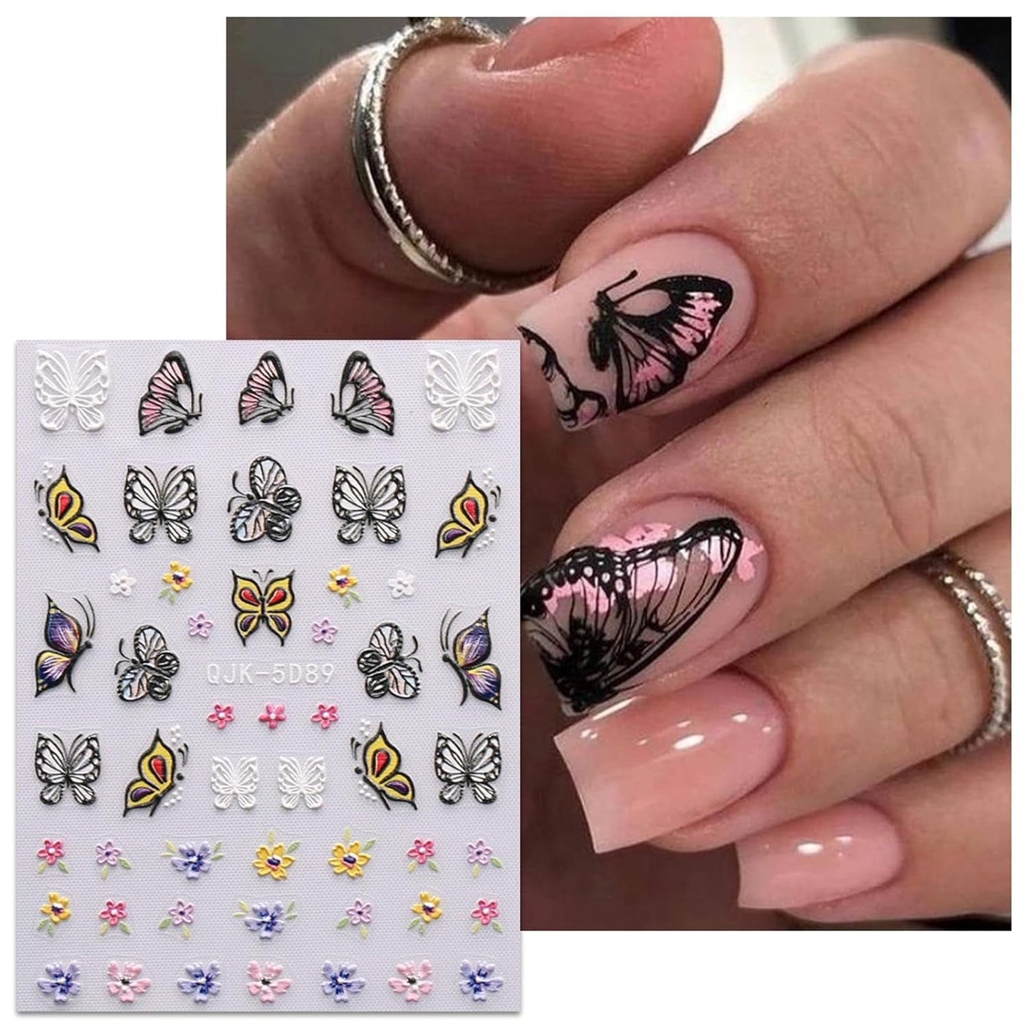 JMEOWIO 6 Blatt 3D Nálepka na nehty Ostern Nail Art Nálepka Selbstklebend Nagelaufkleber 5D Stereoskopisch Süßer Hase Ei Dekoration Nageldesign Zubehör