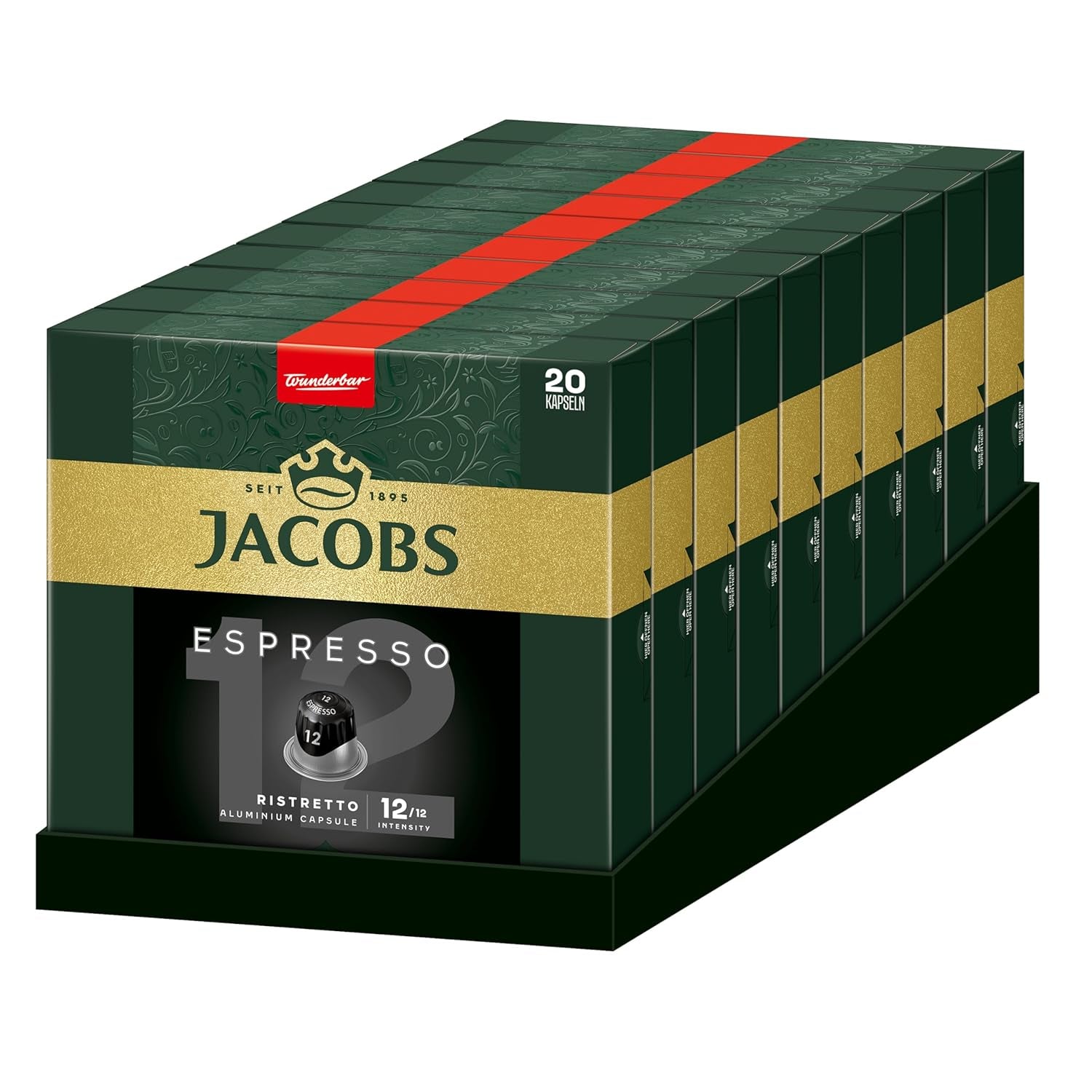Jacobs Kaffeekapseln Espresso Ristretto, Intensität 12/12, 10 x 20 Getränke, kompatibilní s Nespresso* Kaffee Kapseln, 200 Kapseln