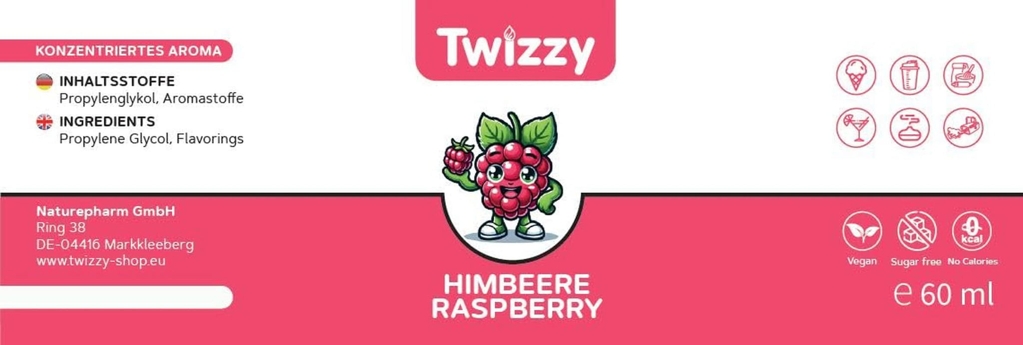 Twizzy, intenzivní malinová příchuť, 60 mililitrů Arome Naty Shop