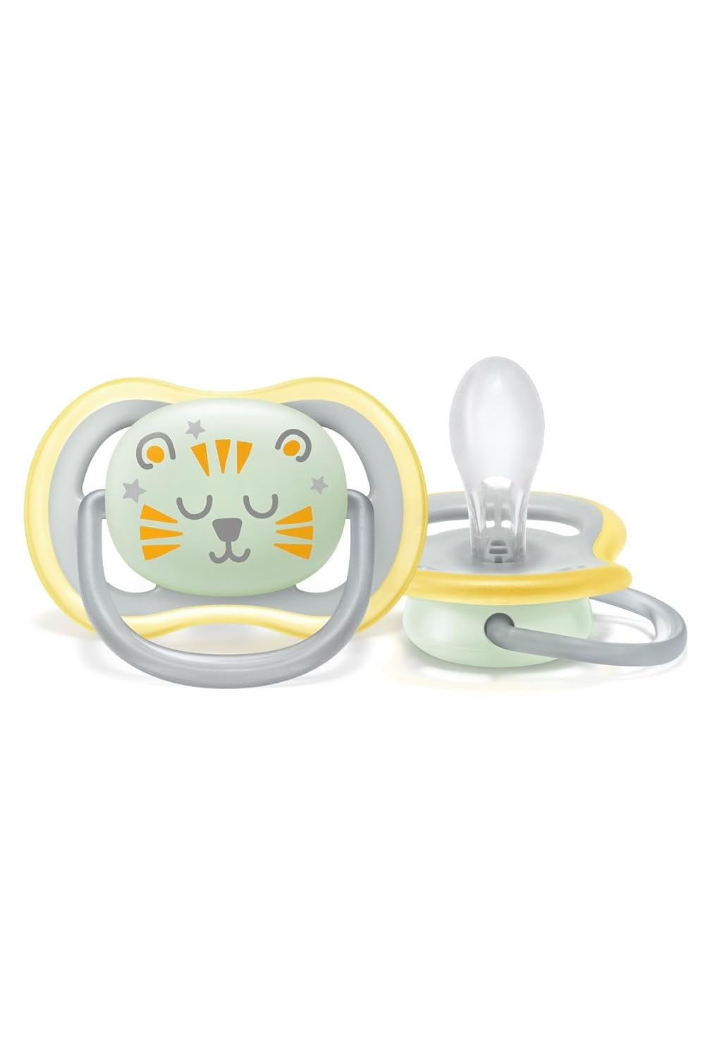 Noční dudlík Philips AVENT Ultra Air pro děti 18+ měsíců Zářící ve tmě Twin Pack Cloud/Tiger (model SCF376/01)