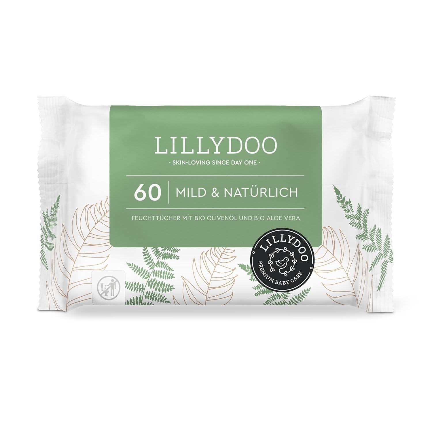 Zelené vlhčené ubrousky LILLYDOO, počet 600 (10 x 60), 100% ubrousek odolný proti roztržení bez plastů – bez parfemace, jemný a přírodní, jemný čistící prostředek pro citlivou pokožku, dermatologicky testováno
