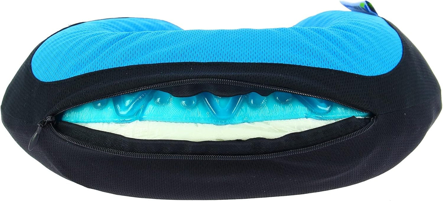 Kine Travel 169803 Gelový polštář na krk Ergonomický cestovní polštář schválený Physio Černomodré cestovní polštáře Naty Shop
