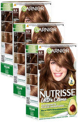Permanentní péče Garnier Nutrisse barva na vlasy s výživnými ovocnými oleji 8týdenní výdrž barvy Ultra Crème Tint 053 Velvet Brown (balení 3 ks) Naty Shop Barva na vlasy Výchozí název