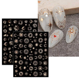 JMEOWIO Nálepka na nehty Mond Stern Sonne 10 Blatt Nálepka na nehty Selbtklebend Nagelaufkleber Bunt Dekoration Nageldesign Zubehör