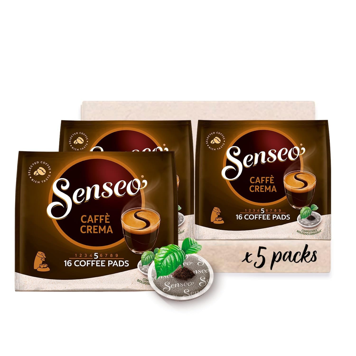 Senseo Pads Caffè Crema, 5 x 16 Getränke, 80 kaffeepadů
