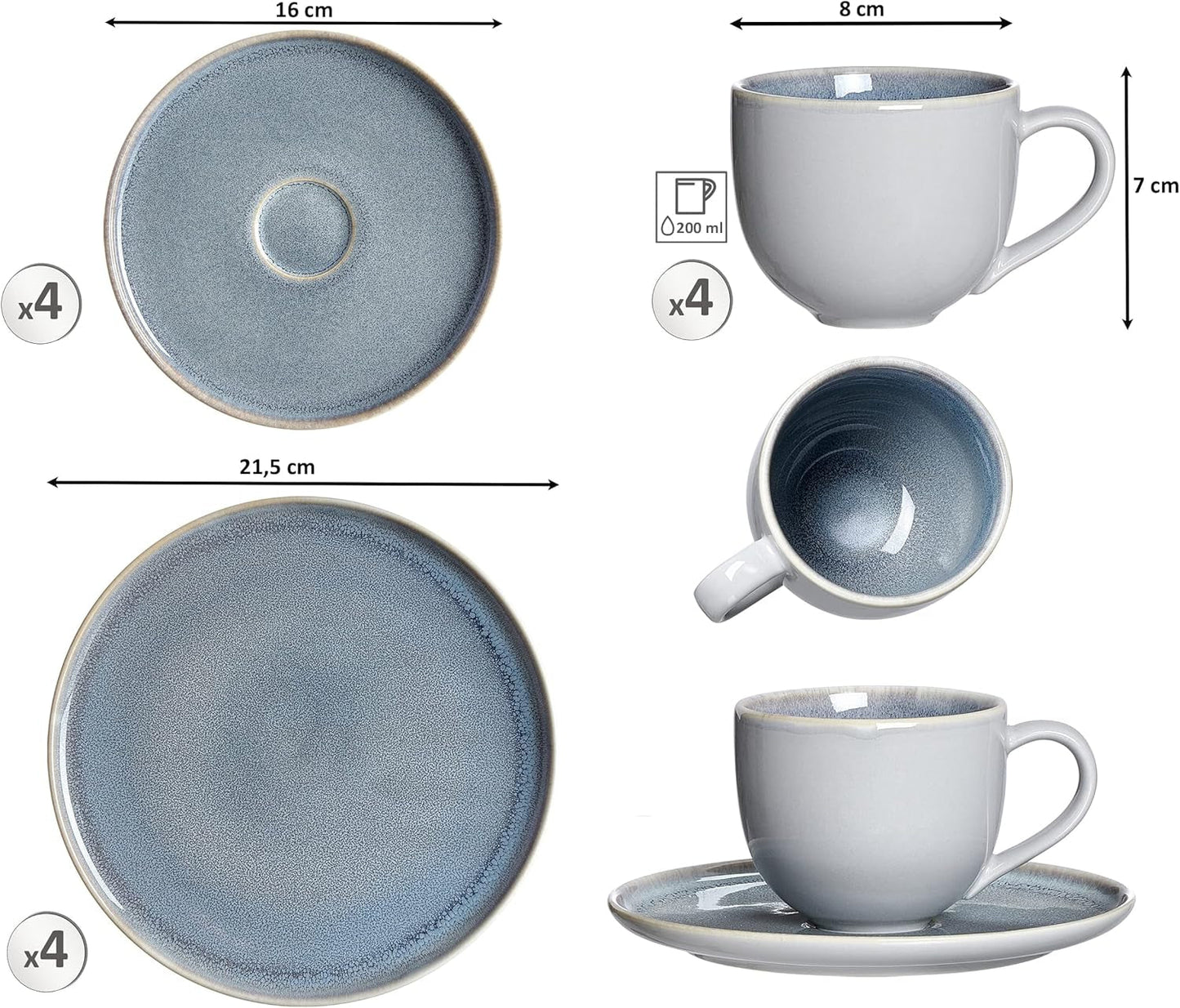 Kávový servis Ritzenhoff & Breker Skagen Stone, 12 kusů, šedomodrá