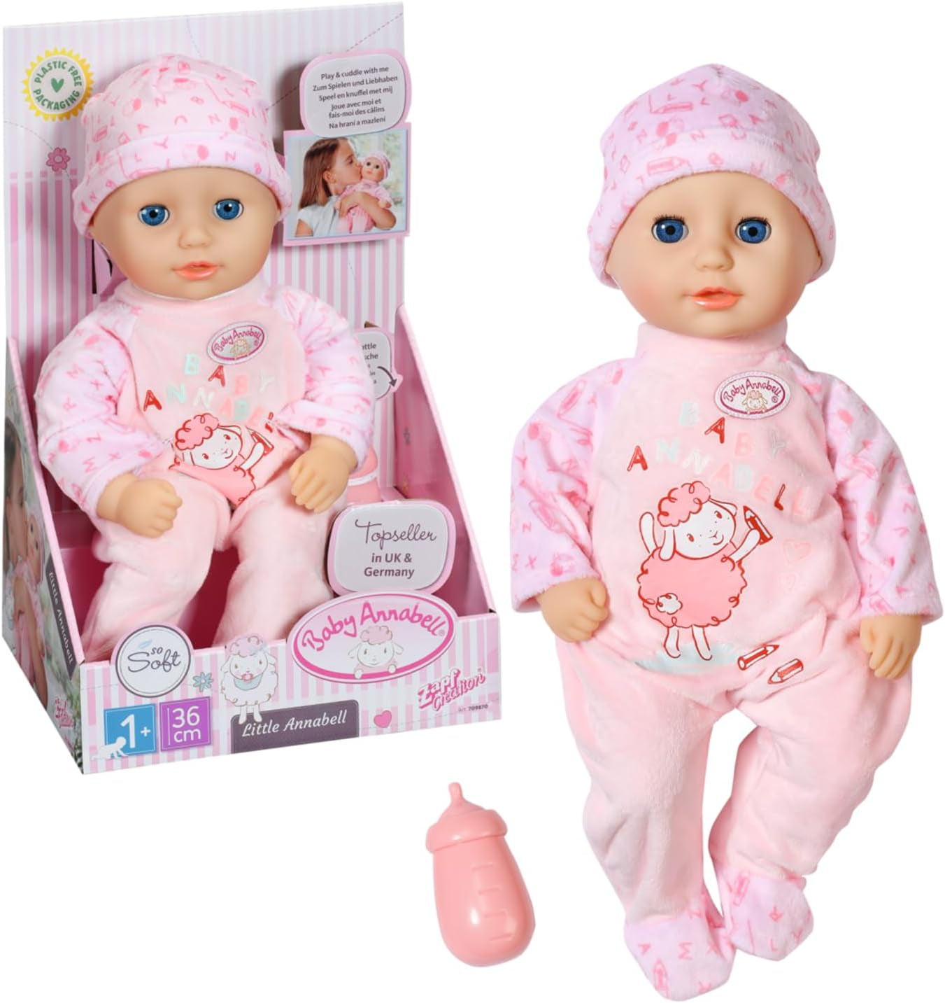 Annabell Malá měkká panenka Annabell 36 cm, s látkovým tělem a ospalýma očima, 36 cm, 709870 Zapf Creation