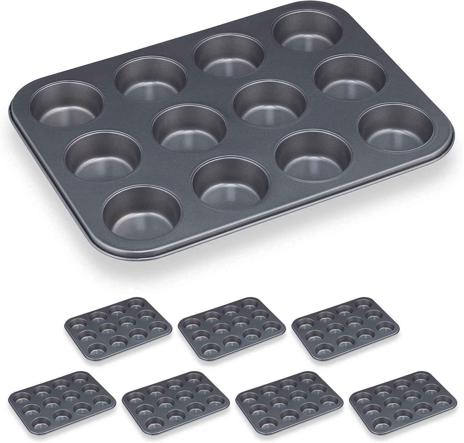 Relaxdays Muffinform, 2Er Set, 12Er Muffinbleche, Antihaftbeschichte, Carbonstahl, Muffins & Cupcakes, Ø 6,5 Cm, Pšenice, 10030825 Formy a plechy na pečení Naty Shop 2