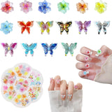 YICH Přívěsky na nehty Nägel Přívěsky 50 ks 3D květiny + 50 ks 3D šišky, letní Nägel Deko Set Šmetterling/květiny Nail Art Nailart