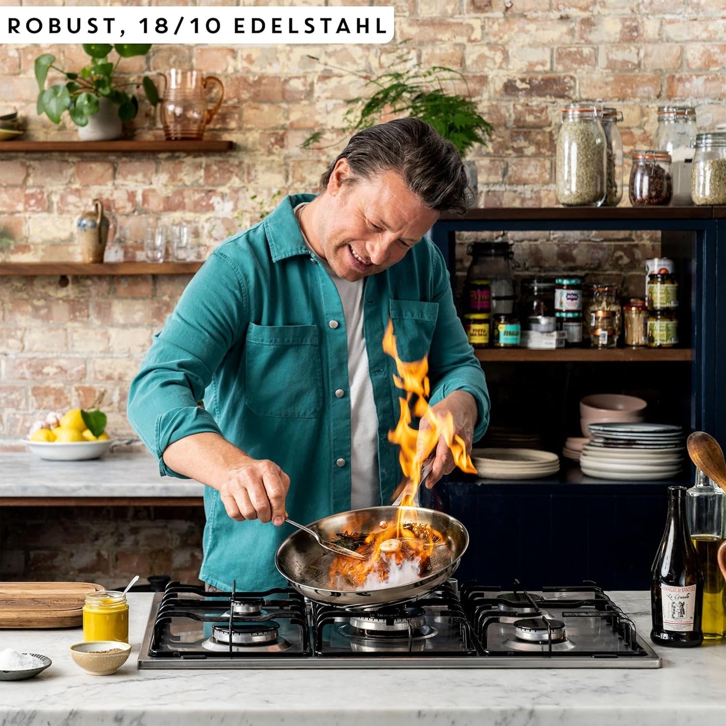 Jamie Oliver od Tefal Cook Smart pánev 28 cm, nerezová ocel bez povrchové úpravy, vhodná na indukci hrnce a pánve Naty Shop