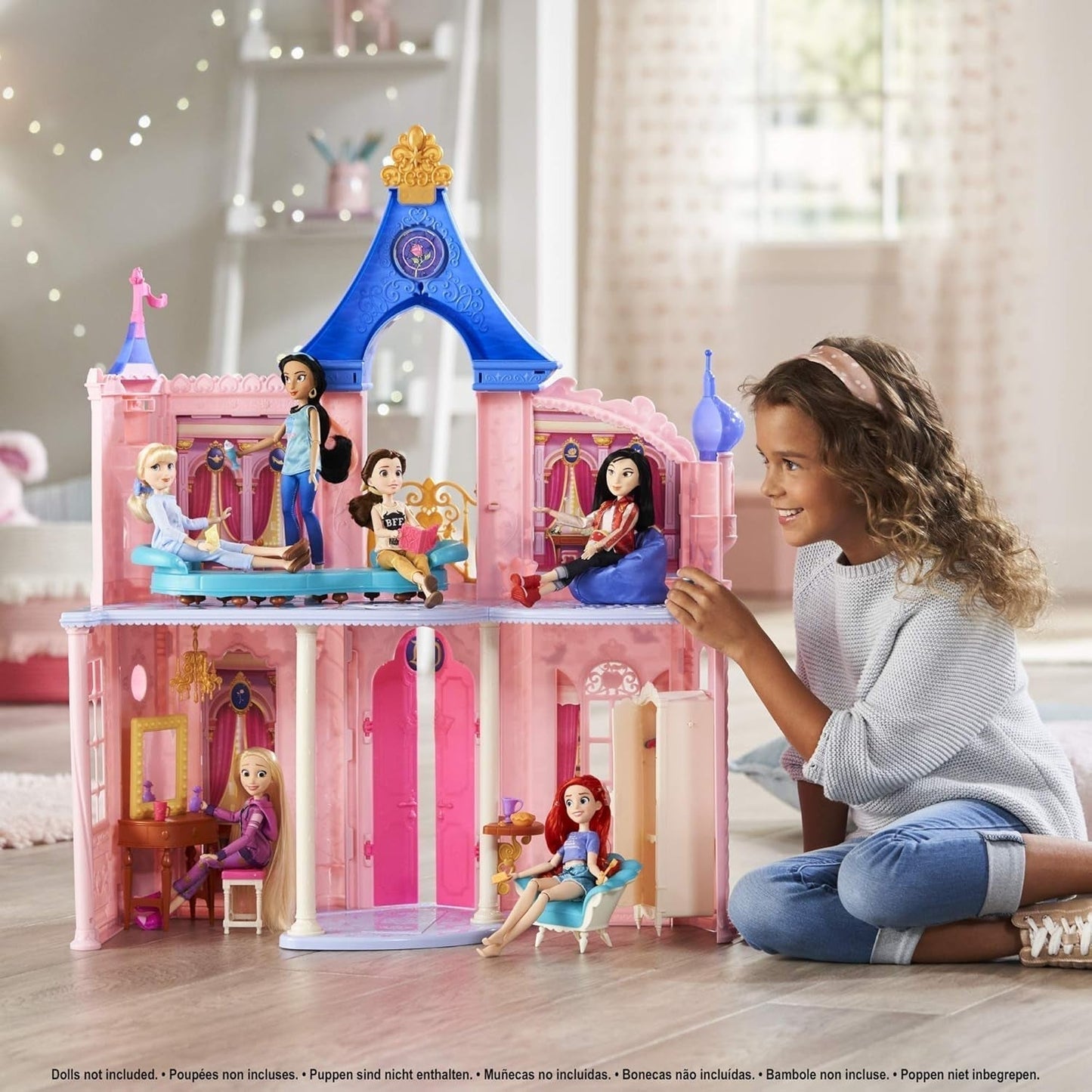 Disney Princess Castle Pohodlný domeček pro panenky se 6 kusy nábytku a 16 doplňky Hračka pro 5leté dívky Domky pro panenky Naty Shop