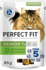 PERFECT FIT™ Sáčky na porce pro starší kočky s krůtou a mrkví, 12 x 85 g