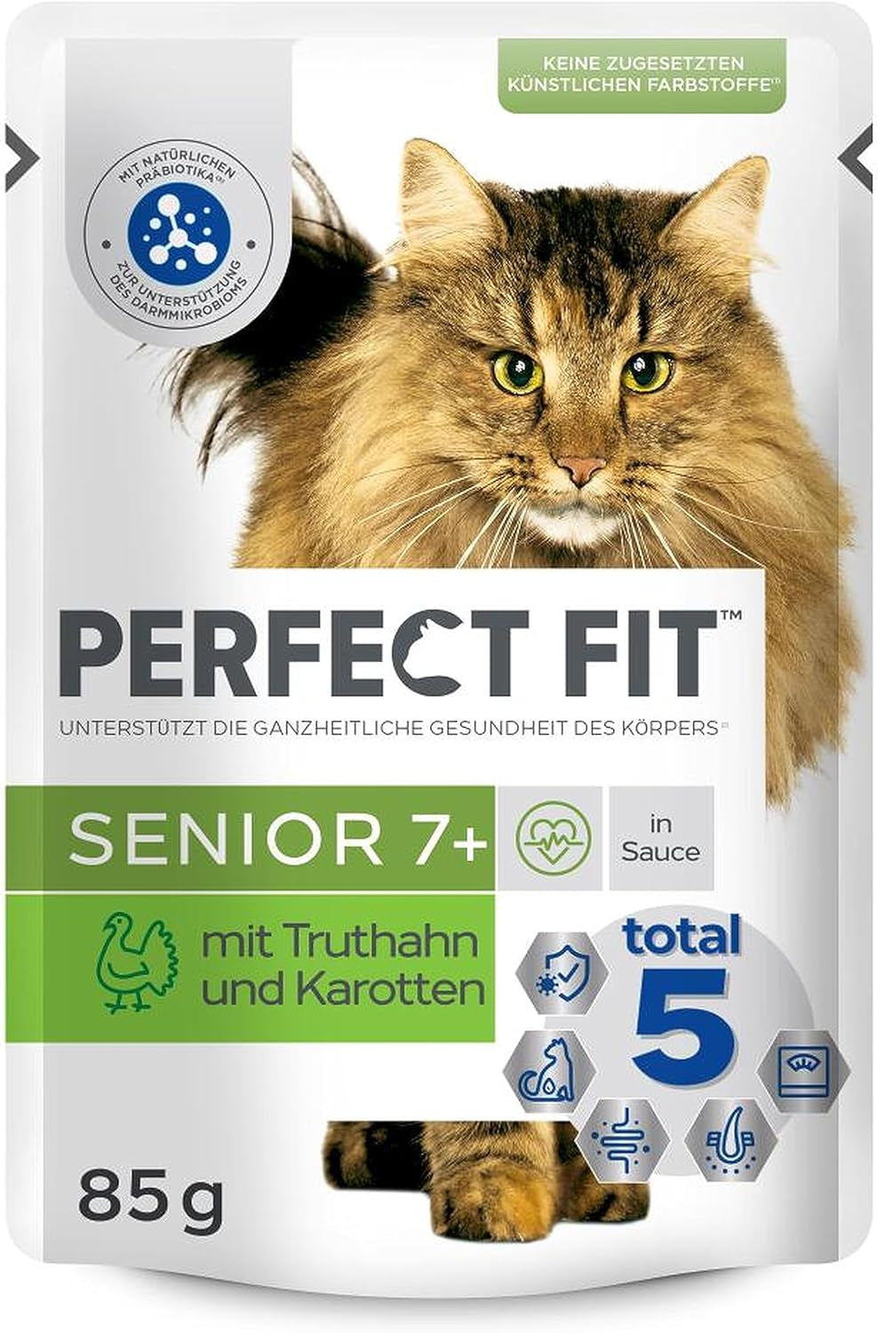 PERFECT FIT™ Sáčky na porce pro starší kočky s krůtou a mrkví, 12 x 85 g