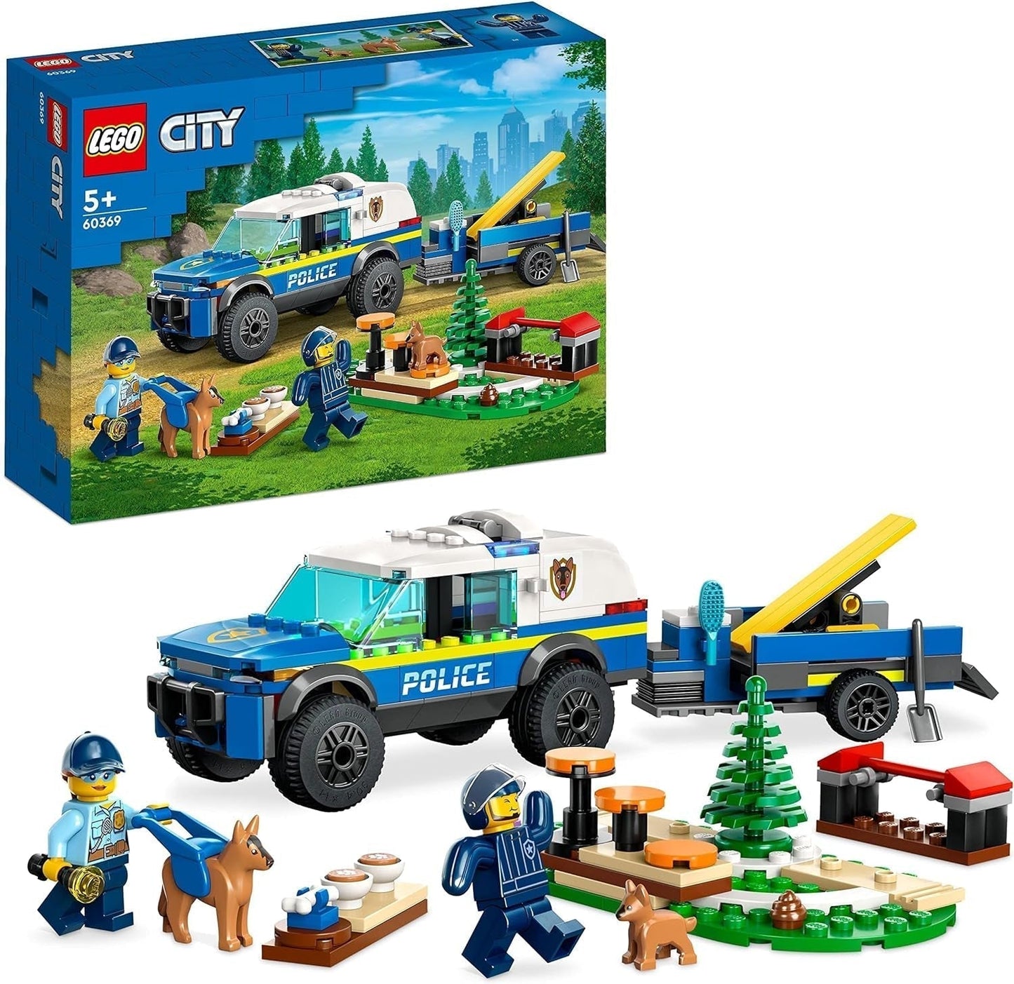 LEGO 60369 City Mobilní policejní výcvikový pes policejní auto s přívěsem Psem a figurkami štěněte Sada zvířat pro děti 5 a více let Stavebnice Besuche den LEGO-Store Single