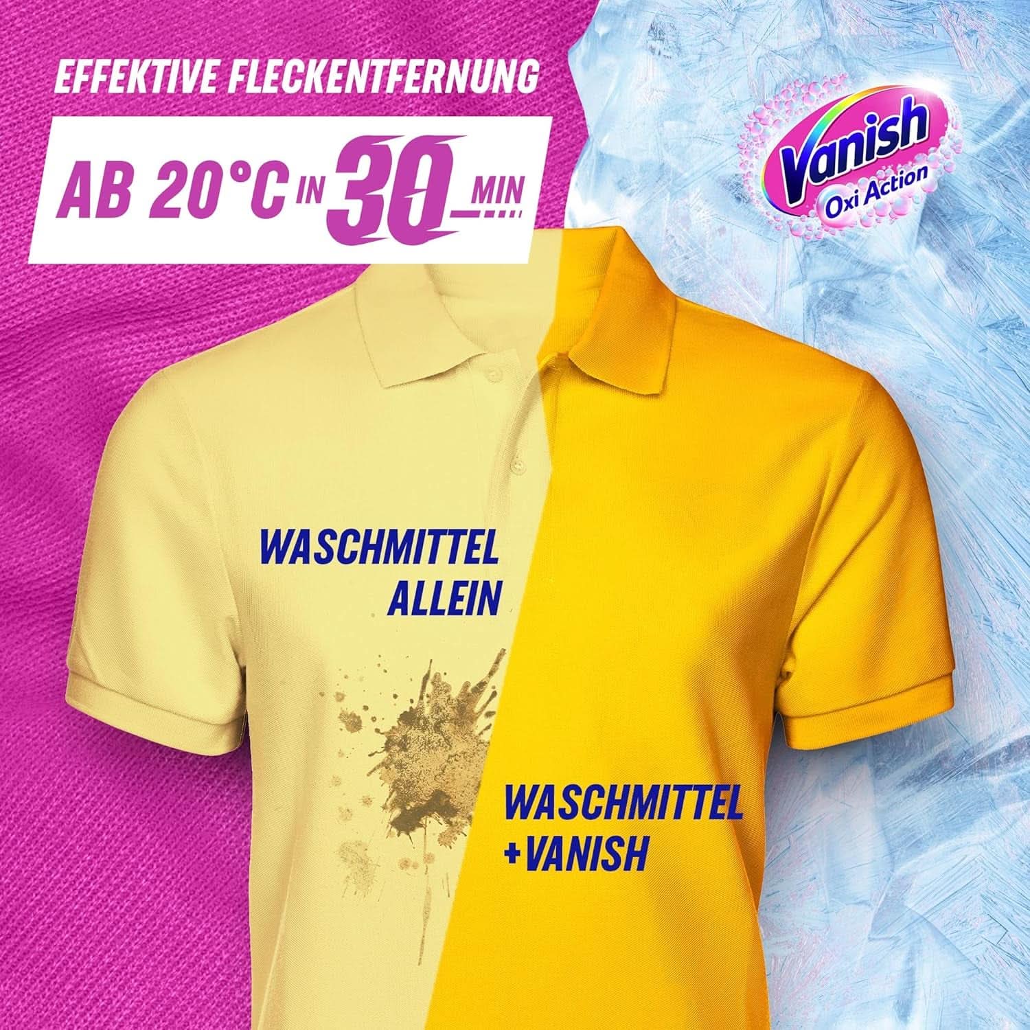 Vanish Oxi Action Powder Pink - 1,125 Kg - prášek na odstranění skvrn a zlepšení prádla bez chlóru - na barevné prádlo Prací prostředky Naty Shop