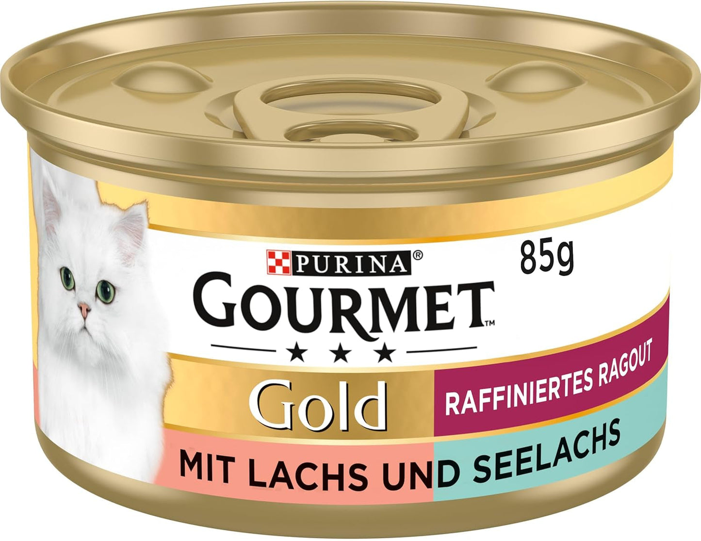 Gurmánské zlaté rafinované ragú Duetto s lososem a žlutou treskou Mokré krmivo pro kočky 12 balení (12 x 85 g)