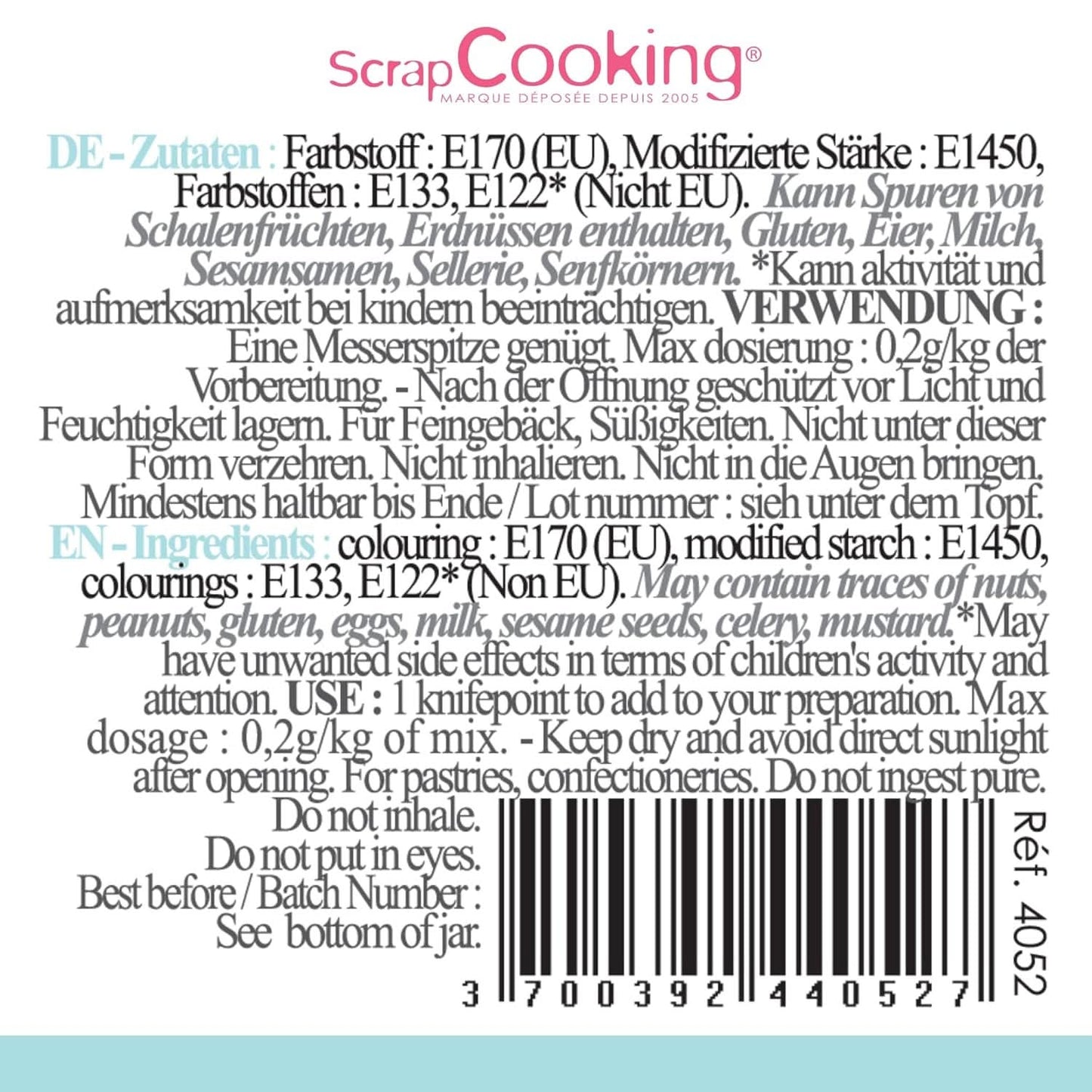 Scrapcooking, práškové potravinářské barvivo, pastelová modrá, 5 gramů Naty Shop