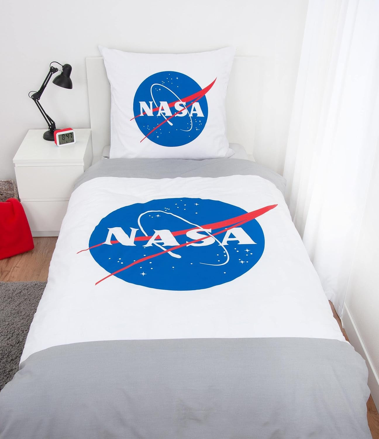 Sada povlečení NASA, bavlna/vyztužená, šedá/bílá Povlečení - dětské Naty Shop