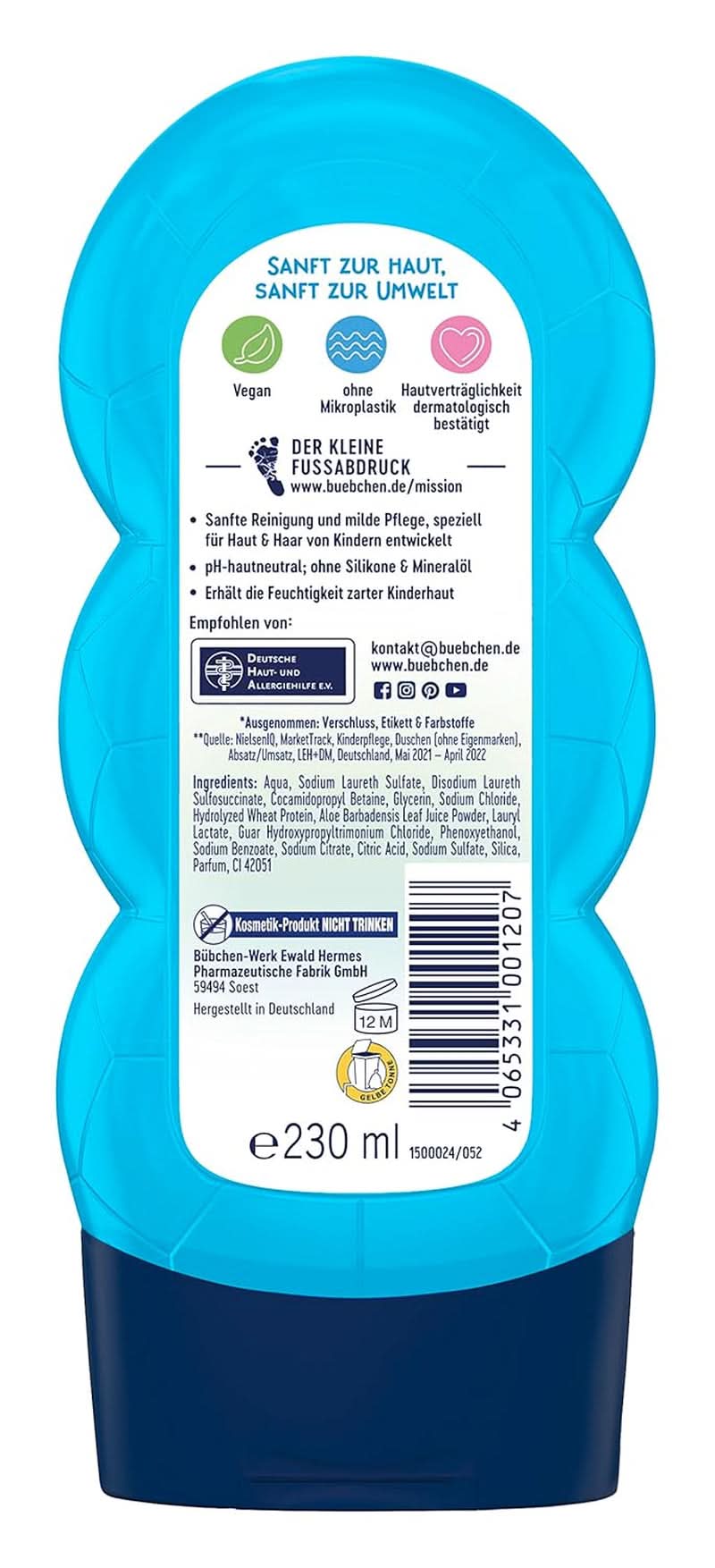Bübchen Sportsfriend 2v1, šampon a sprchový gel, 230 ml Sprcha a koupel Naty Shop