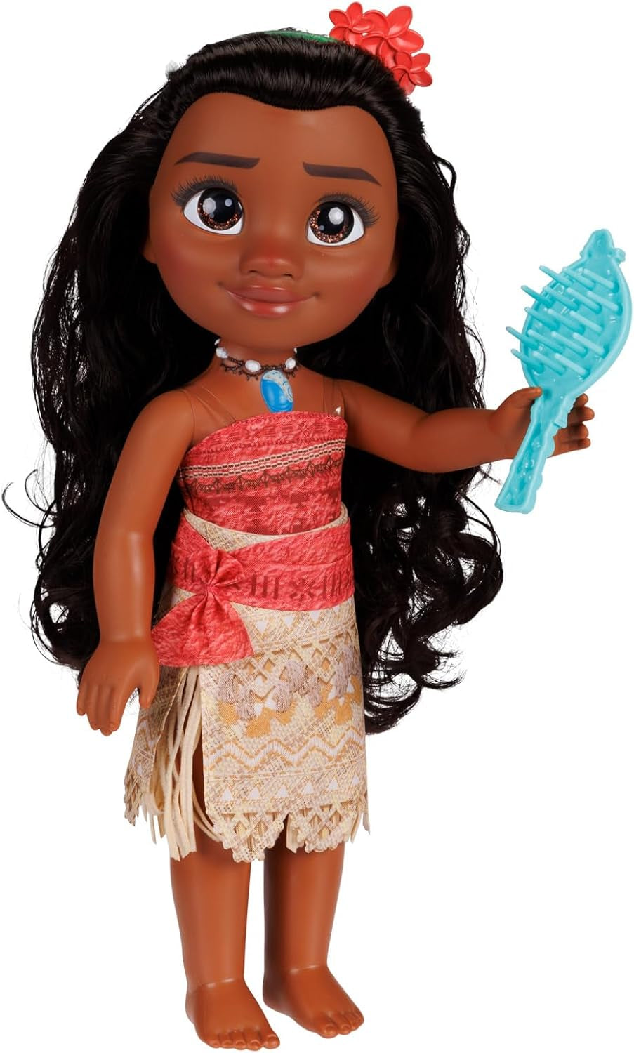 Panenka Disney Princess Moana 35 cm, reflexní třpytivé oči, pohyblivé klouby, odnímatelný outfit, květinová spona, dlouhé vlasy, pro dívky od 3 let