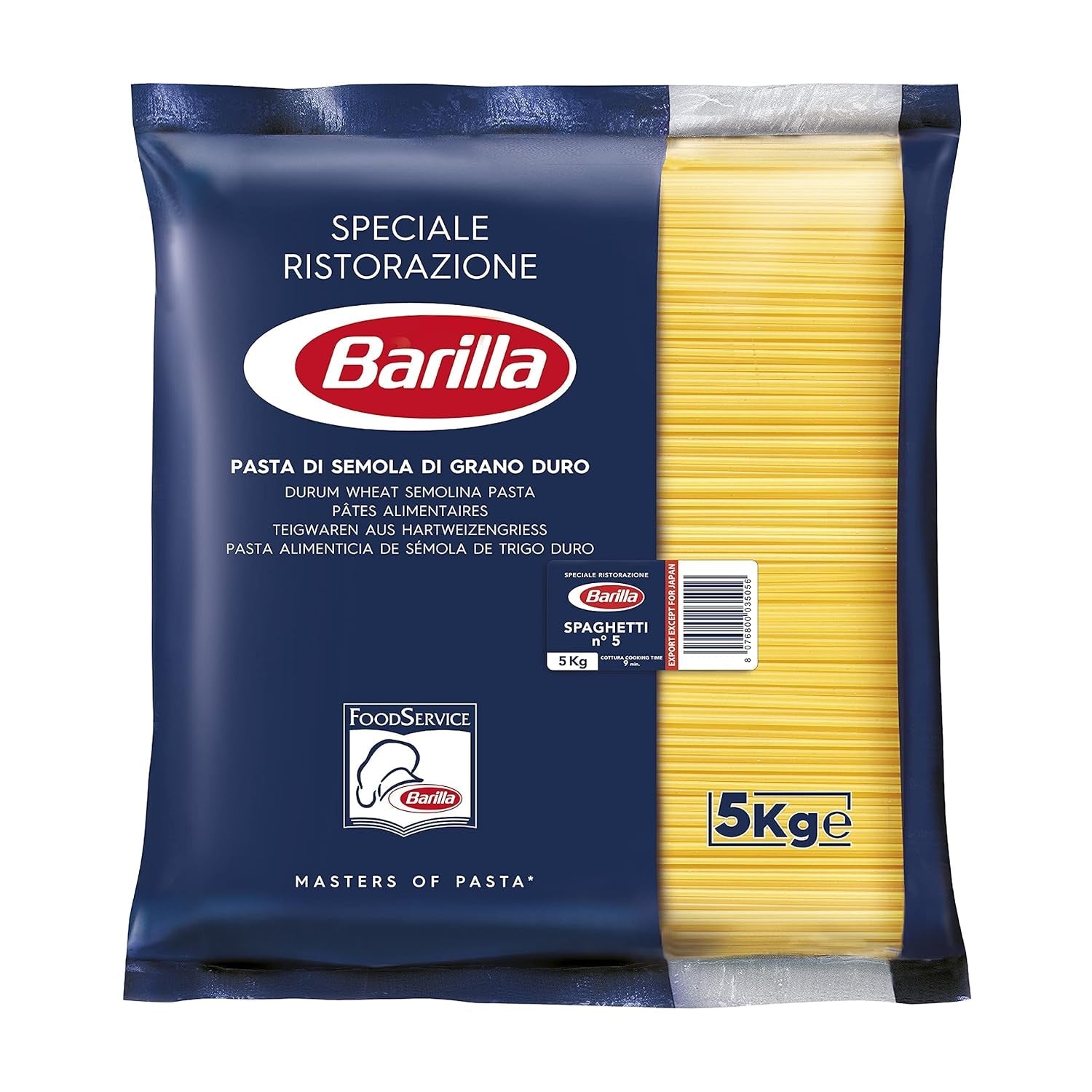 Barilla Pasta Klassische Spaghetti n.5 aus vysoce kvalitní Hartweizen immer al dente, (1 x 500 g), bez chuti