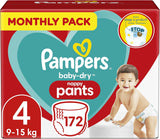 Pampers (stará verze), kalhotky, velikost 4, 9kg-15kg, tři balení (1 x 88 plen)