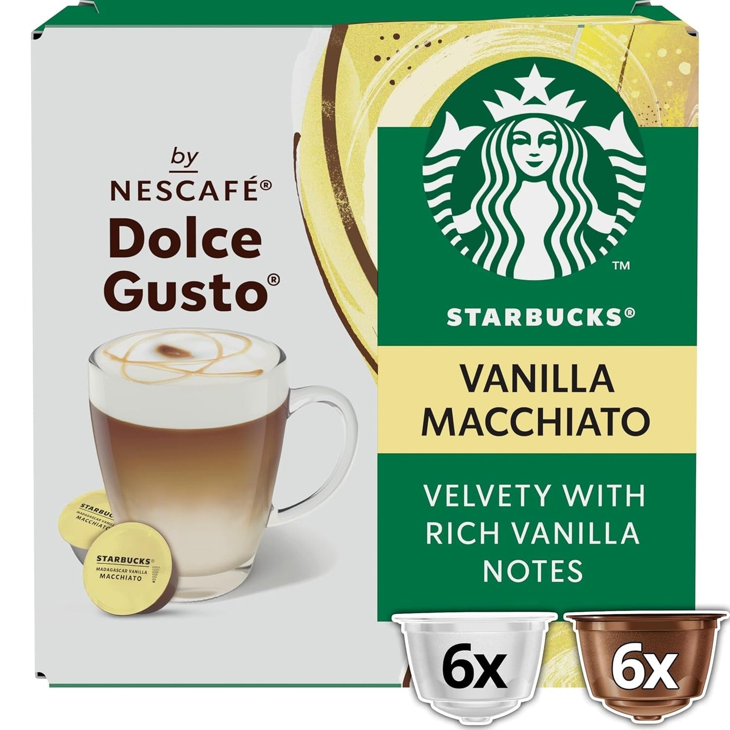 STARBUCKS Vanilla Macchiato od Nescafé Dolce Gusto Kaffeekapseln 6 x 12 (72 kapslí)