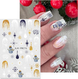 JMEOWIO Nálepka na nehty Weihnachten 10 Blatt Nálepka na nehty Selbstklebend Nagelaufkleber Glitter Schneeflocke Xmas Winter Urlaub Zlatá dekorace Nageldesign Zubehör
