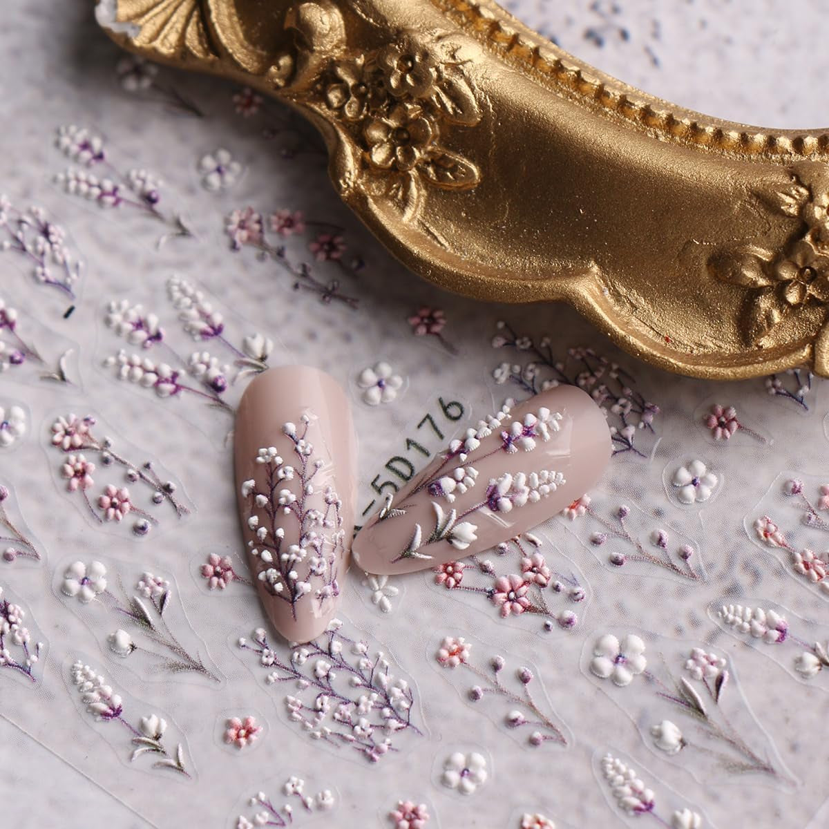 JMEOWIO 3D Nálepka na nehty Blumen Nálepka na nehty Selbstklebend Nagelaufkleber 5D Stereoskopické jarní letní dekorace Nageldesign Zubehör 4 Blatt