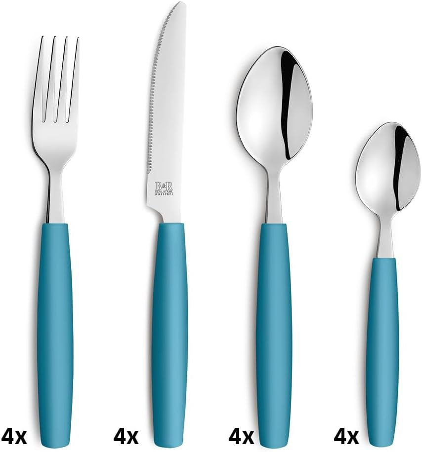 Beckmann & Rommerskirchen 2515 VALOA Besteck Set 4 osoby | 16-Teilig | Olej | Spülmaschinenfest | Hochglanzpoliert | Essbesteck: 4X Messer, Gabel, Esslöffel, Kaffeelöffel Kitchen Naty Shop