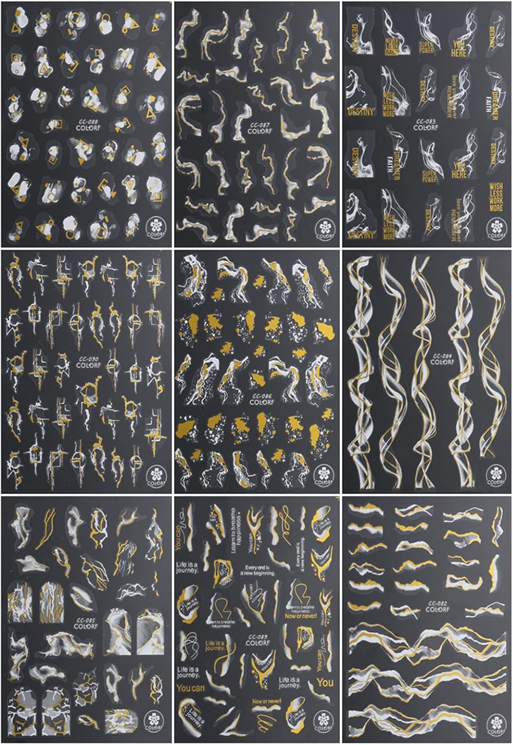 9 Blatt Nagelsticker Französische Spitzenmarmor Nagelaufkleber Selbtklebend Weißes Gold Nail Art Samolepka Dekoration Nageldesign Zubehör