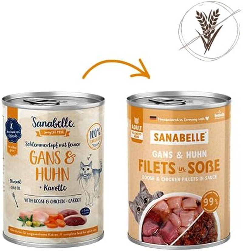 Sanabelle Gourmet Mokré krmivo v hrnci s husou a kuřecím masem | 6 x 380 g | 2,28 kg