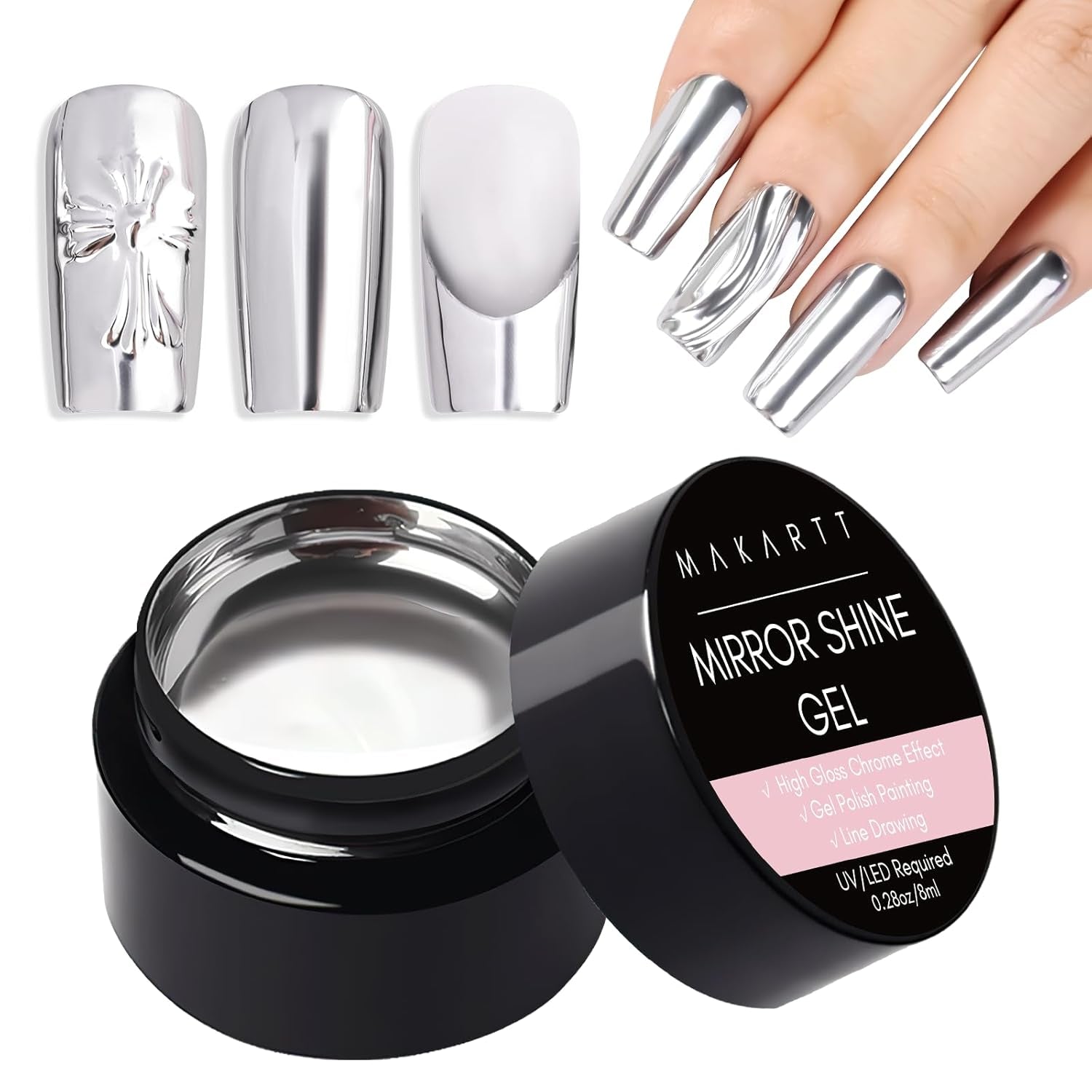 Makartt 3D Nail Art Gel - Kamínkový lepicí gel 15G na klíčenky na nehty, Multifunkční gel na tvarování nehtů pro vlastní úpravu nehtů, modeláž nehtů na modeláž nehtů doma (transparentní)