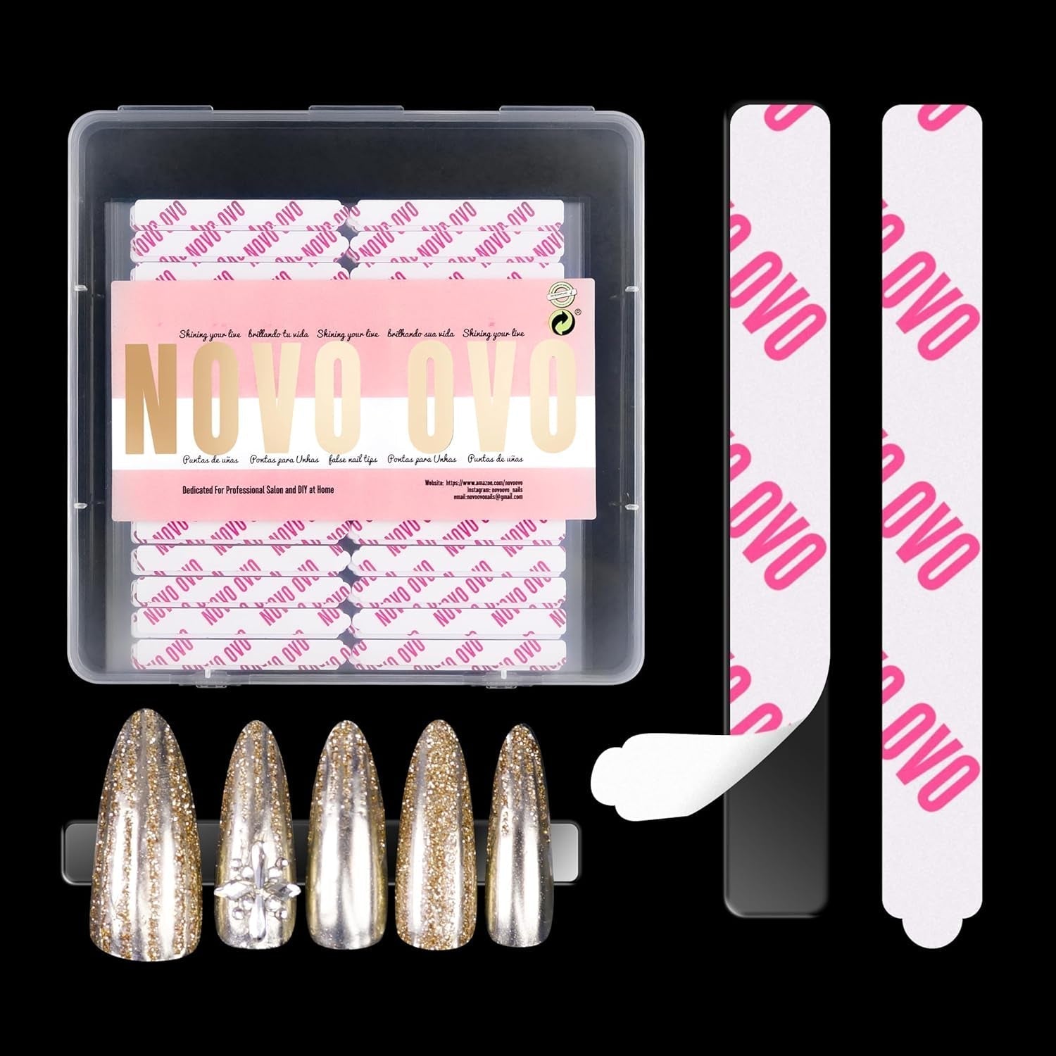 NOVO OVO 360 ks Snadné odtržení Přitisknout na displej na nehty Lepicí list Průhledný oboustranný Nail Art Příloha/balení/skladování/cvičení/příslušenství, 30ks x 12 listů