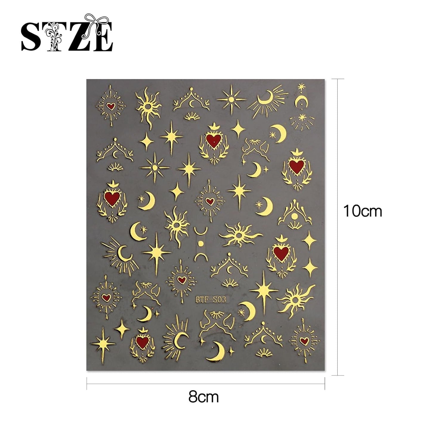 JMEOWIO Nálepka na nehty Mond Stern 9 Blatt Nálepka na nehty Selbstklebend Nagelaufkleber Sonne Dekoration Nageldesign Zubehör
