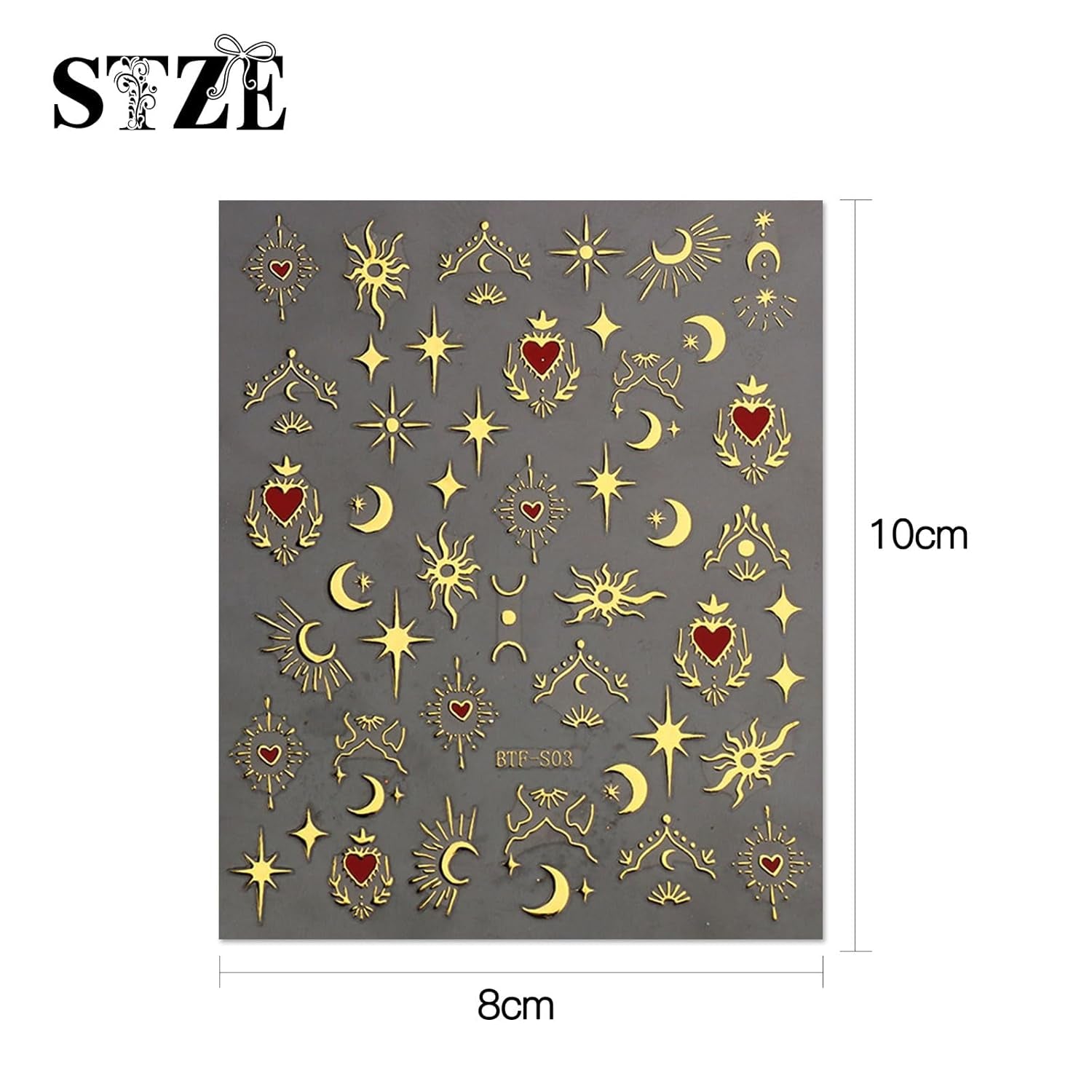 JMEOWIO Nálepka na nehty Mond Stern 9 Blatt Nálepka na nehty Selbstklebend Nagelaufkleber Sonne Dekoration Nageldesign Zubehör
