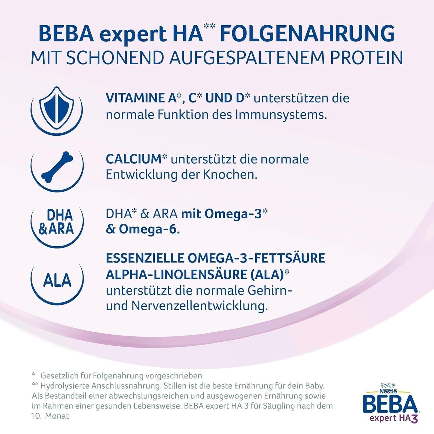 BEBA Expert HA 2 Pokračovací mléko po 6 měsících, kojenecká výživa s hydrolyzovanou bílkovinou, pouze laktóza, bez palmového oleje, balení 6 ks (6 x 550 g) Naty Shop