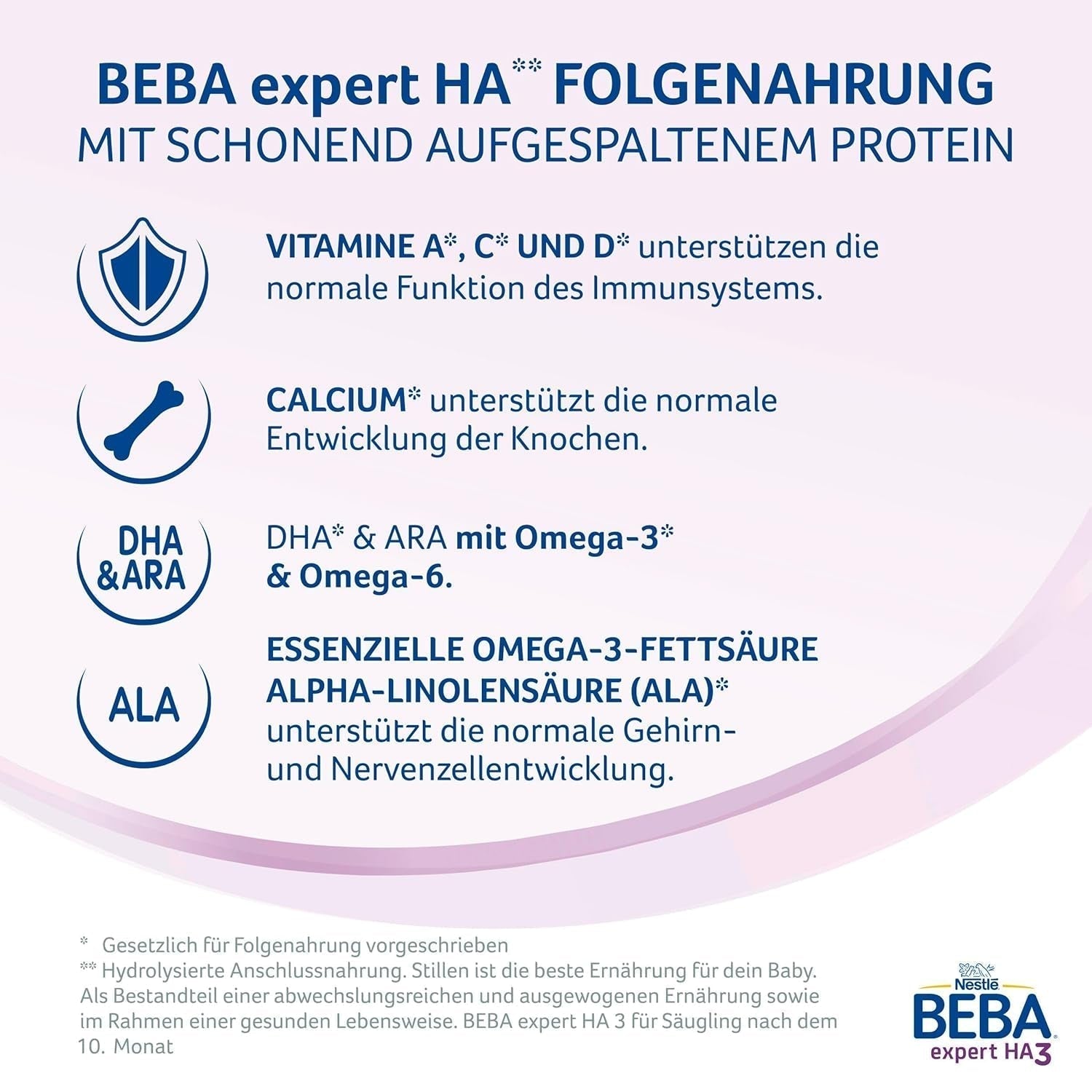 BEBA Expert HA 2 Pokračovací mléko po 6 měsících, kojenecká výživa s hydrolyzovanou bílkovinou, pouze laktóza, bez palmového oleje, balení 6 ks (6 x 550 g) Naty Shop