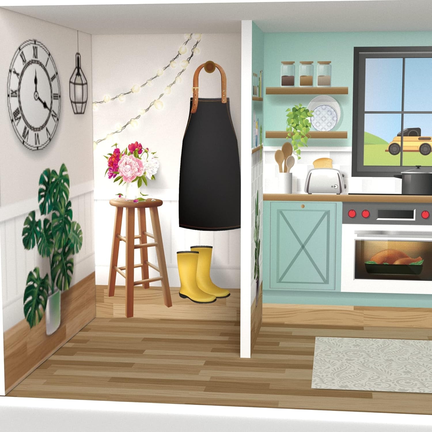 Olivia's Little World Dreamland Farmhouse Dětský interaktivní dřevěný domeček pro panenky 3 patra s 13 nábytkem pro panenky Bílá TD-13632A Domky pro panenky Naty Shop
