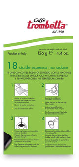 Caffè Trombetta ESE Kaffeepads, Italien Kaffee, Richhaltiges Aroma and samtiger Gesmack Biologisch - 1 Packungen zu je 18 Kaffeepads