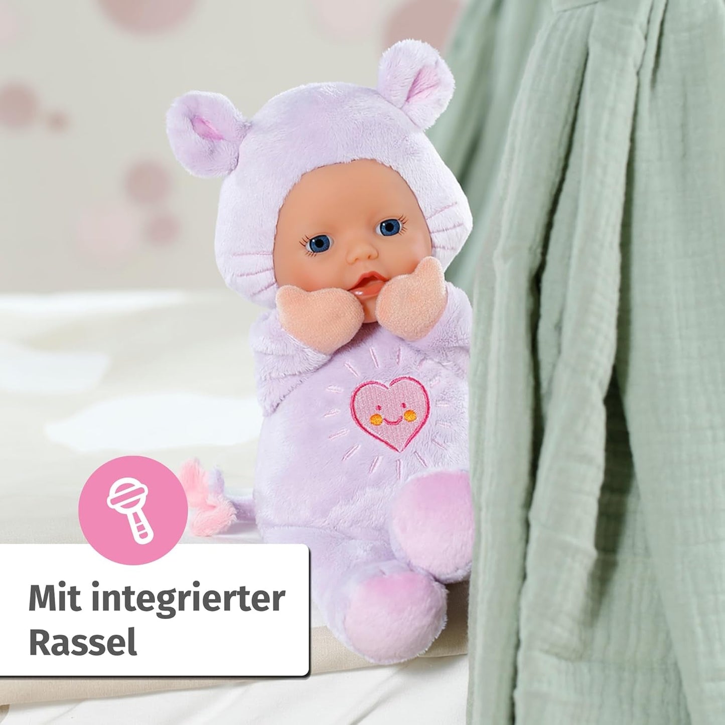 Myš Baby Born pro miminka měkká panenka, 26 cm, s kapsičkami na uši a prsty, pro novorozence, 836590 Zapf Creation, růžová