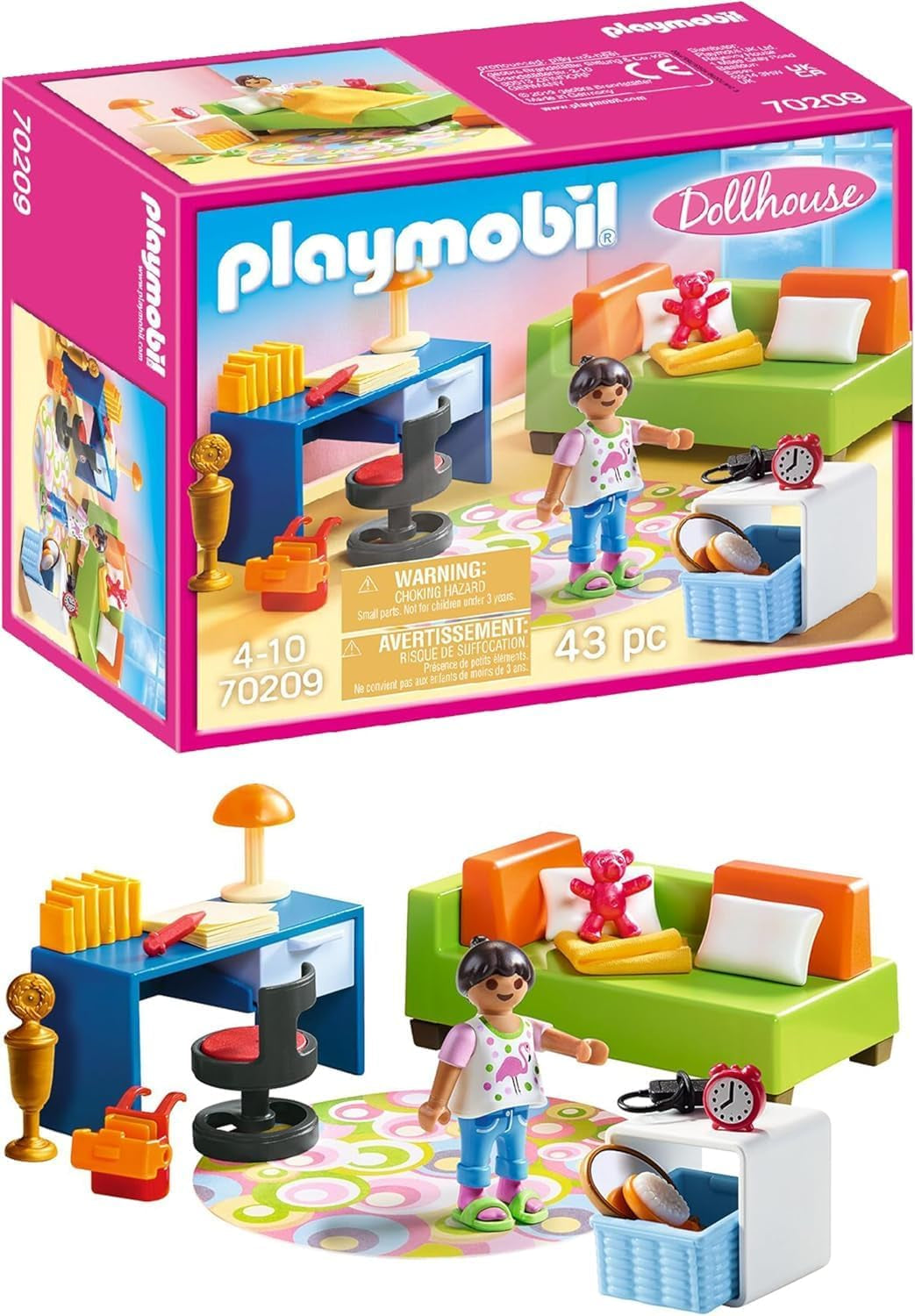 PLAYMOBIL Domeček pro panenky 70209 Pokoj pro mládež s figurkou dívky a doplňky, věk 4+