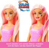 Barbie Pop Reveal Fruit - Panenky s překvapením s 8 ovocnými překvapeními, včetně polohovatelné panenky s vůní jahodové limonády a nadýchaného štěněte, věk 3+, HNW41
