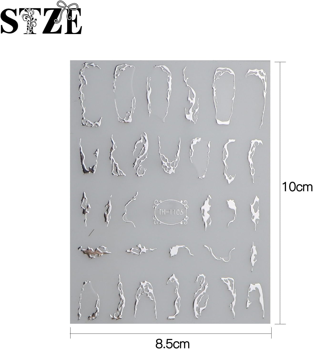 JMEOWIO Nálepka na nehty Marmor Linie 9 Blatt Nálepka na nehty Selbstklebend Nagelaufkleber Stříbrná bunt Dekoration Nageldesign Zubehör